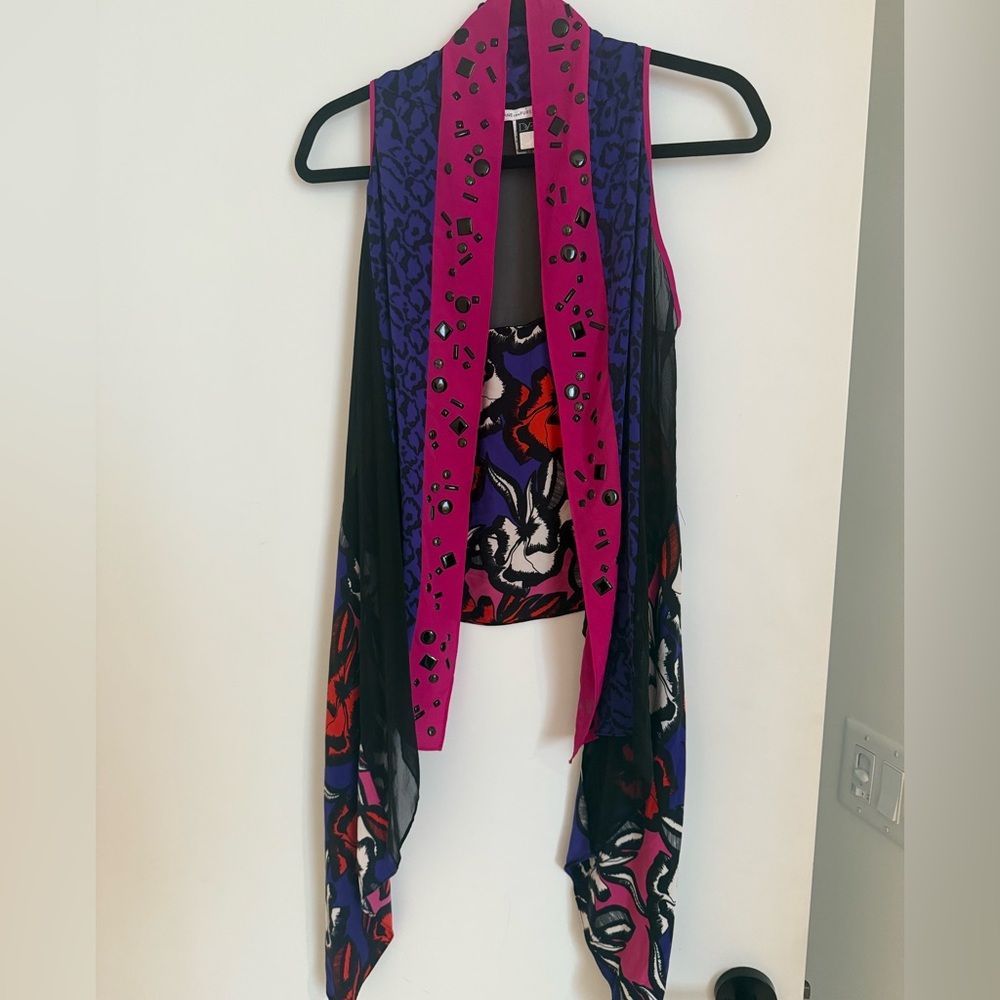 Diane Von Furstenberg Vibrant Pink and Purple Scarf